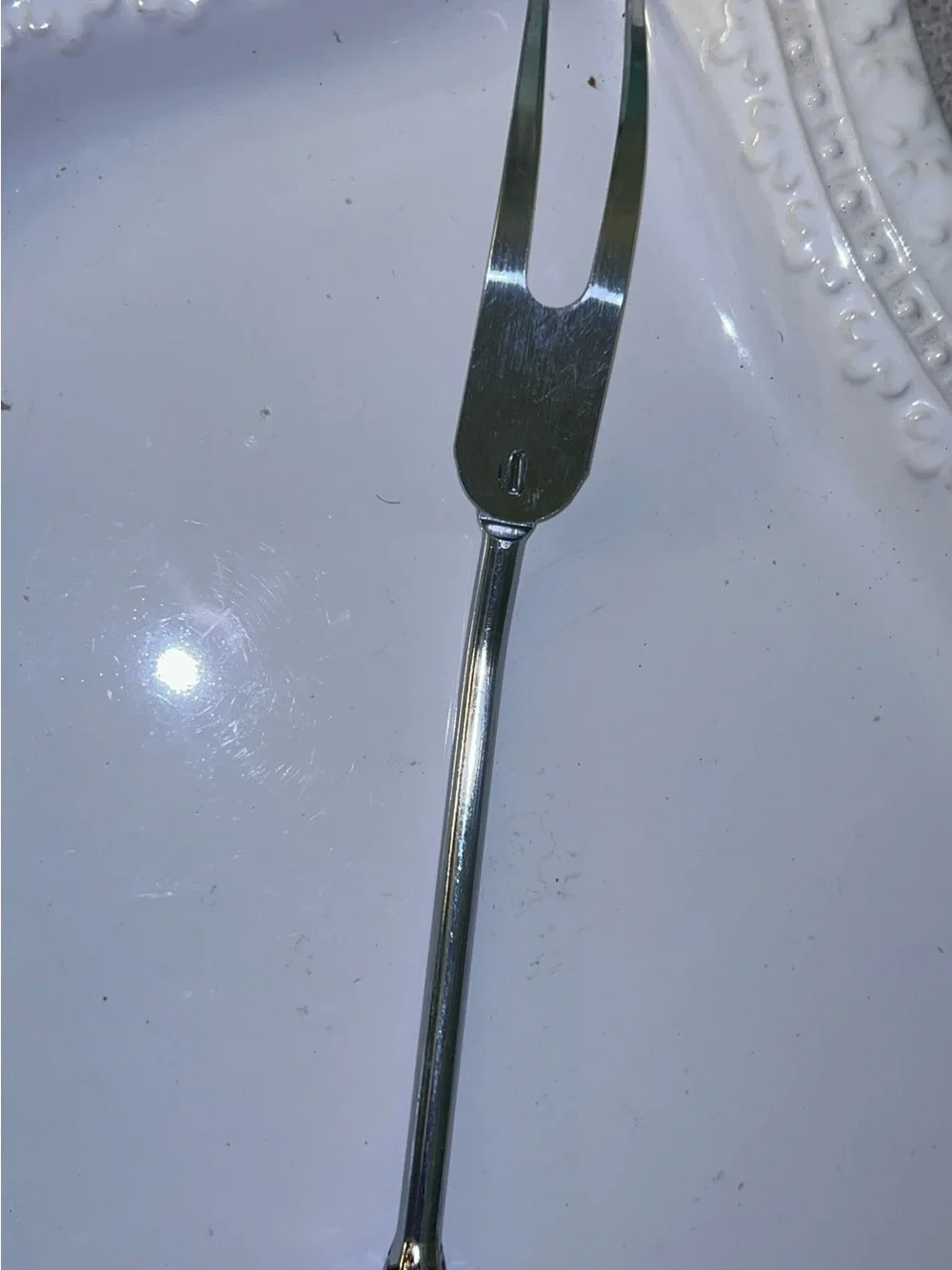 Vintage EKCO Meat Serving Fork With Light Blue Handle